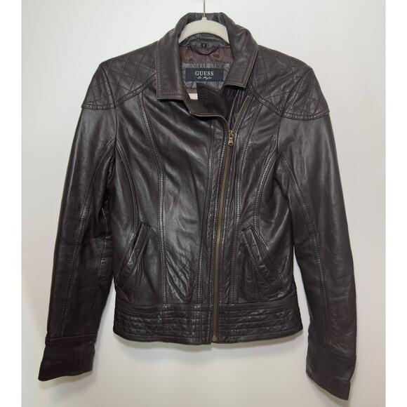 Guess Women's Genuine Leather Moto Jacket - Size Small - Picture 1 of 5
